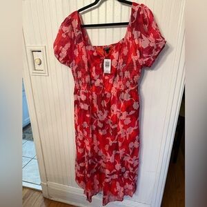 NWT Torrid Clip Dot Lace up Smocked 1X Dress